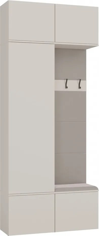 Haga II Gardróbszekrény 1SZ1W Kasmír Bézs Szekrény Akasztó Előszoba Ülőfelület