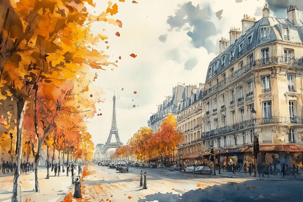 Fotótapéta Flizelina Város Utca Párizs Eiffel-torony Ősz 152,5x104 ragasztó