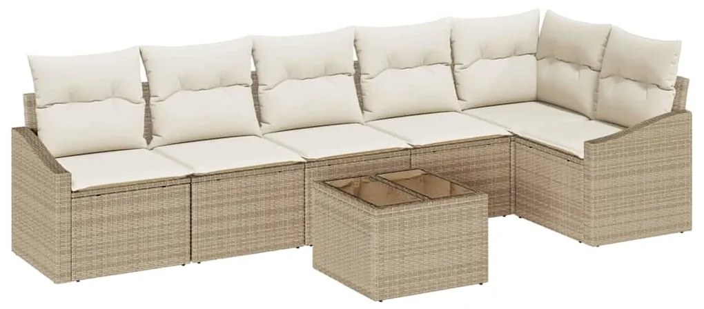 vidaXL Kanapé Szett párnával 7 pcs Bézs polirattan