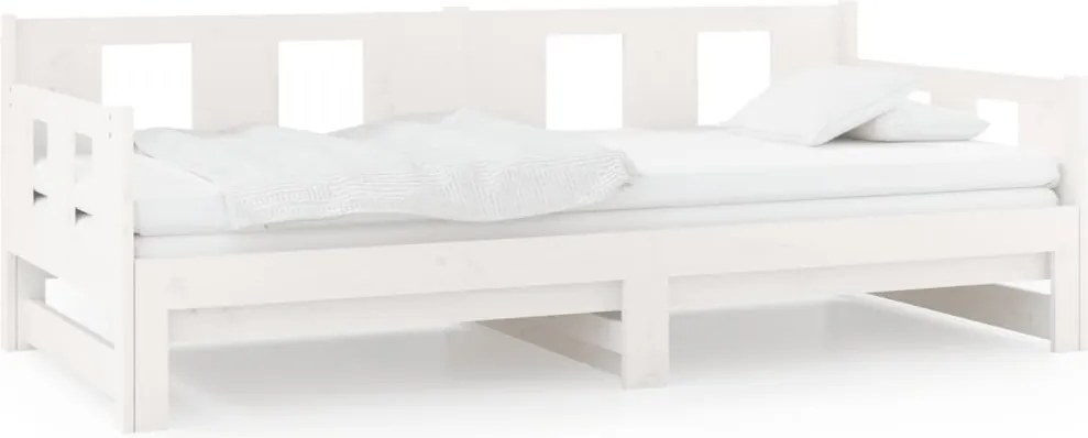 vidaXL fehér tömör fenyőfa kihúzható kanapéágy 2 x (90 x 190) cm
