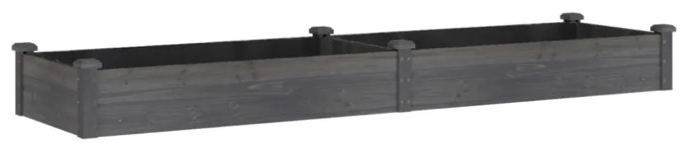 szürke tömör fenyőfa kerti magaságyás béléssel 240x60x25 cm