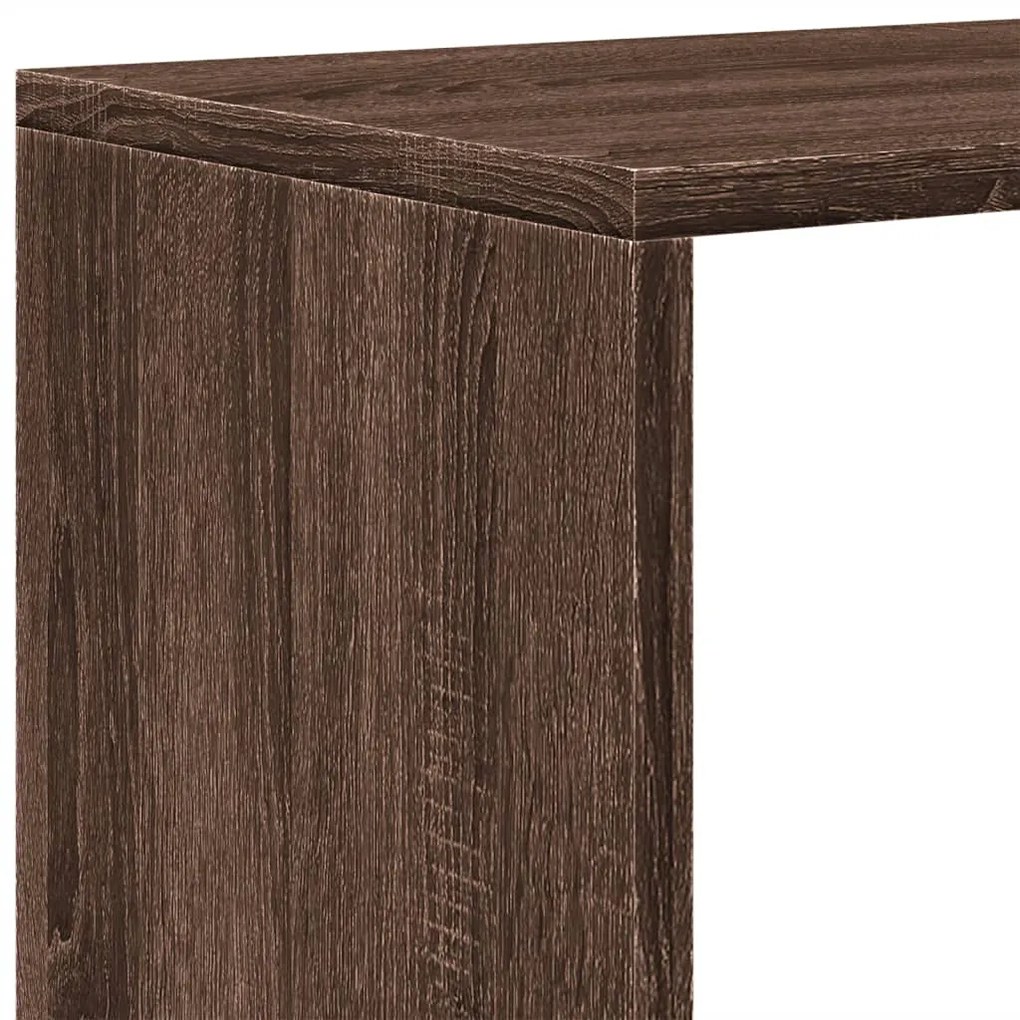 3 szintes barna tölgy fa térelválasztó könyvespolc 99x29x99 cm