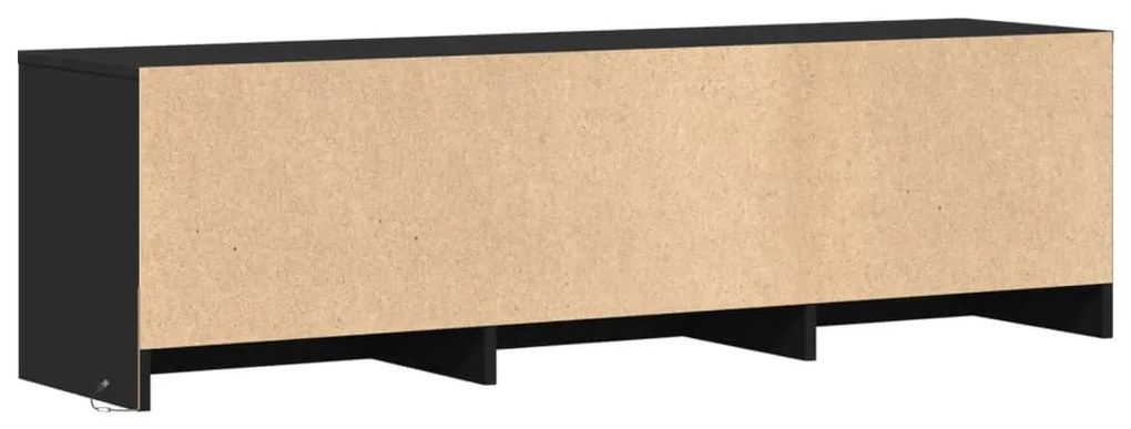 fekete szerelt fa TV-szekrény LED-ekkel 140 x 34 x 40 cm