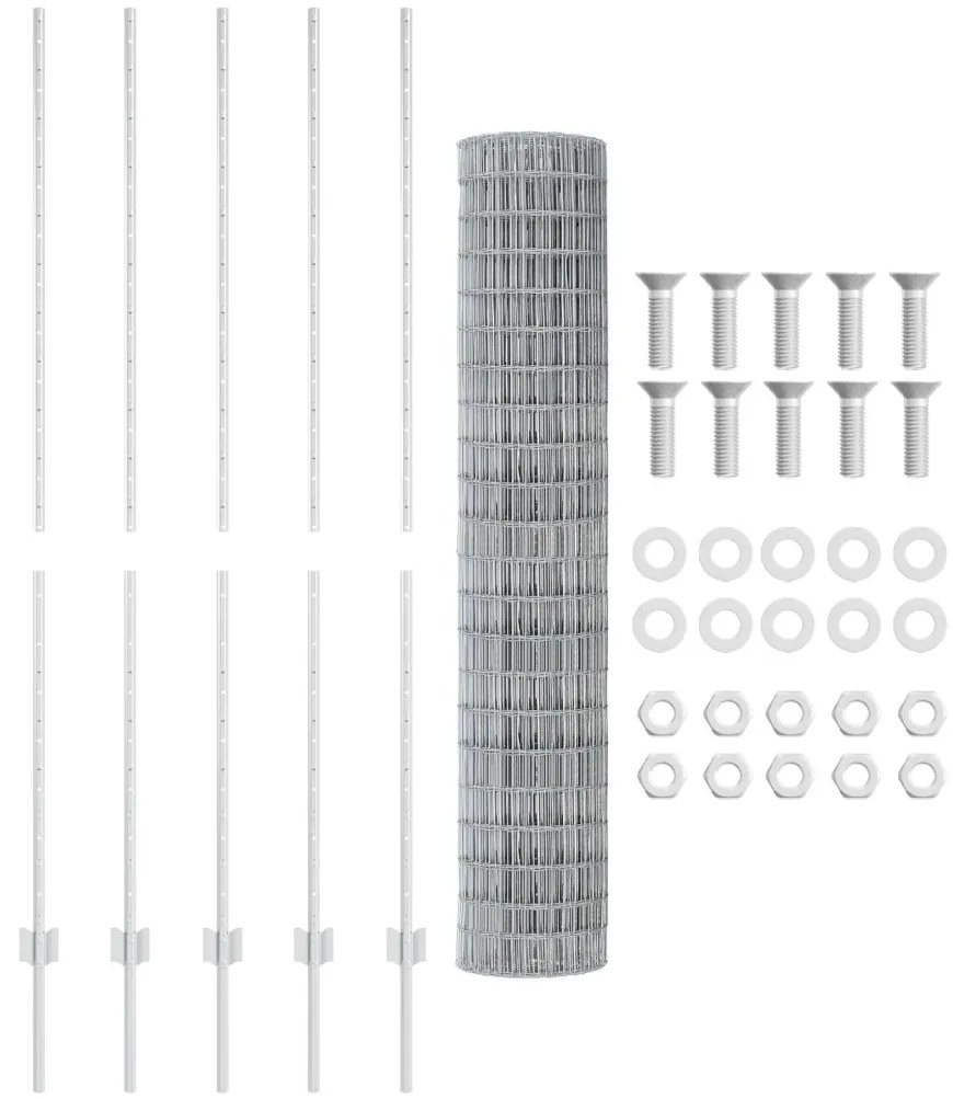 Kert Kerítés Görgeteg Szett 2 db Galvanizált acél 10 x 1,5 m