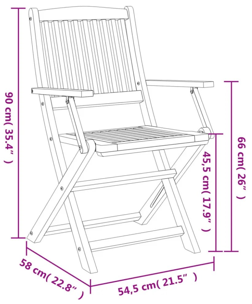 4 db összecsukható tömör akácfa kerti szék 57,5x54,5x90 cm