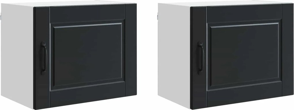 vidaXL Konyhaszekrény polcokkal 2 pcs Fekete 50 x 31 x 40 cm Faanyag