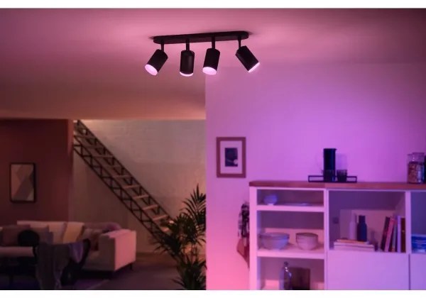Philips Hue FUGATO 4xGU10 LED RGBW dimm. spotlámpa, 4,2W, 230V, fekete