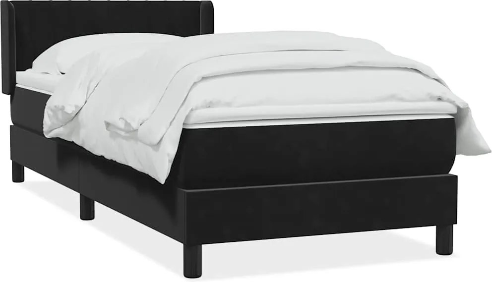 vidaXL fekete bársony rugós ágy matraccal 80x220 cm