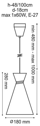 Csillár zsinóron TOKYO 1xE27/60W/230V