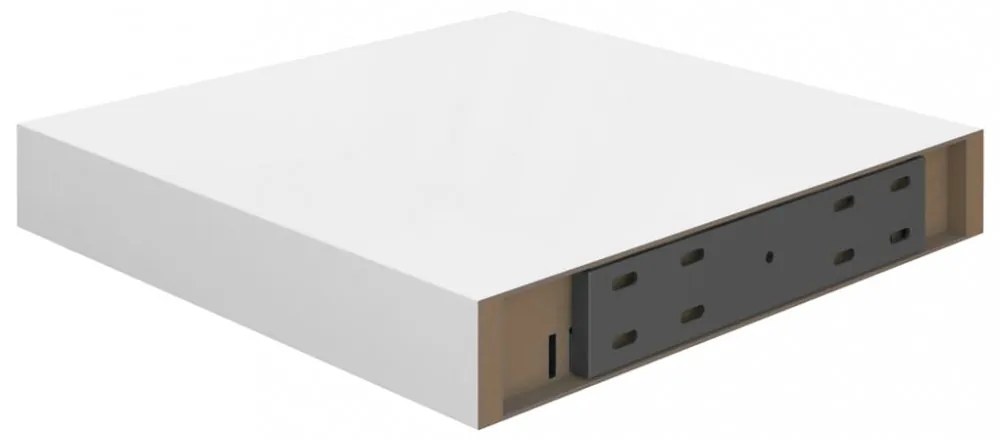 4 db magasfényű fehér MDF lebegő fali polc 23 x 23,5 x 3,8 cm