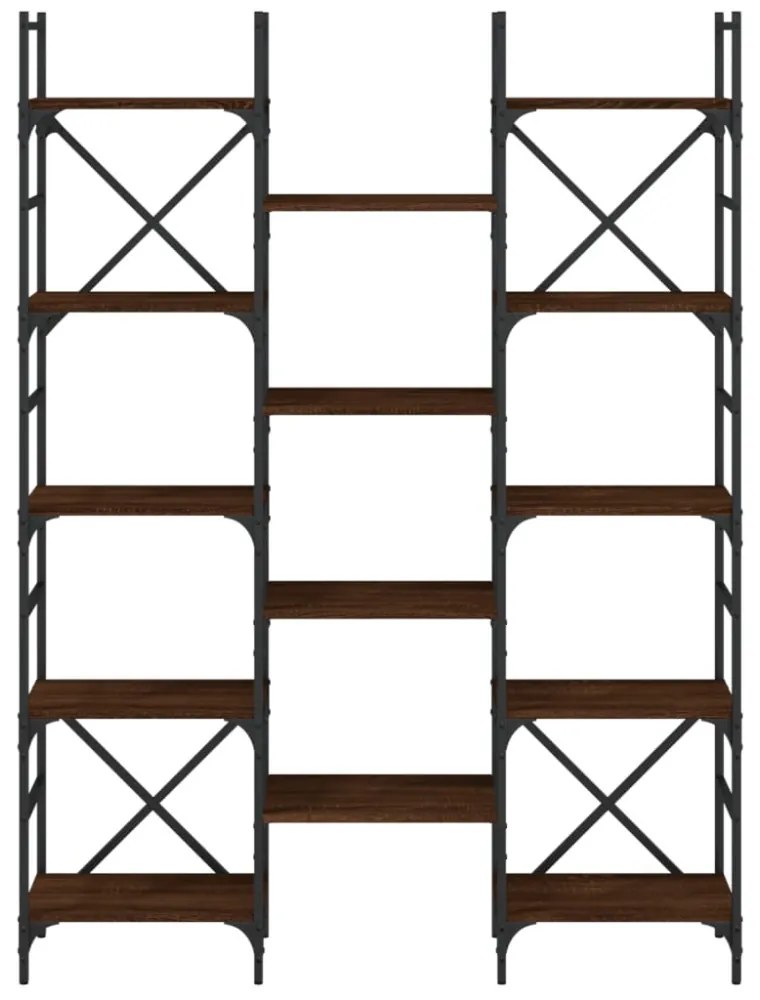barna tölgyszínű szerelt fa könyvespolc 127,5x28,5x172,5 cm