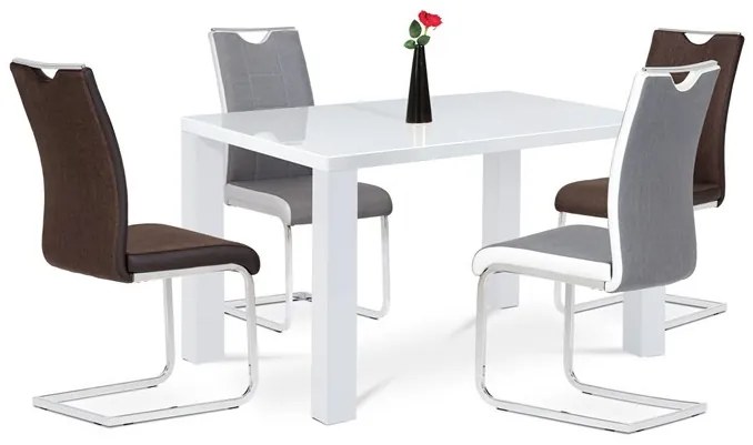 Modern Étkezőasztal Magasfényű Fehér Színben At-3007
