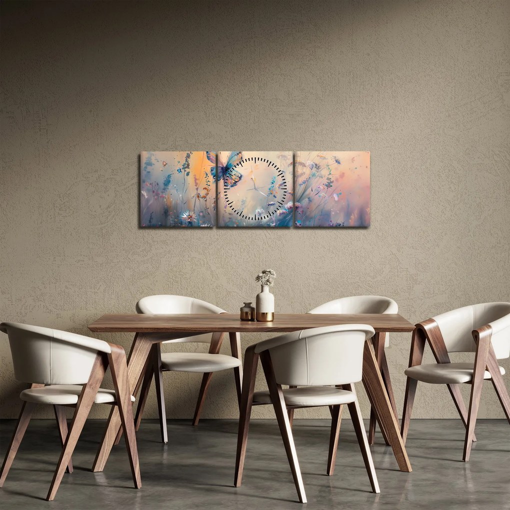 Kép - Rét pillangóval II (órával) (90x30 cm)