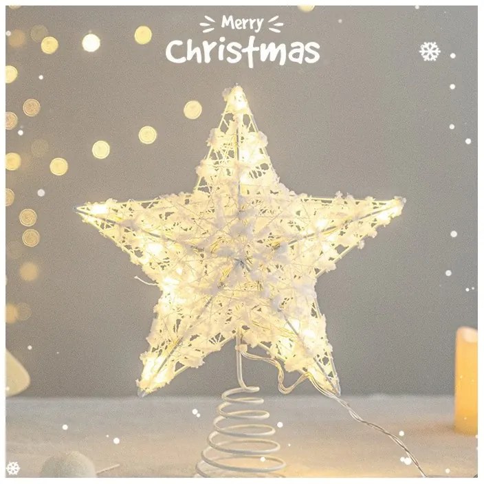 LED világító csillag karácsonyfára WHITE STAR 25 cm, fehér