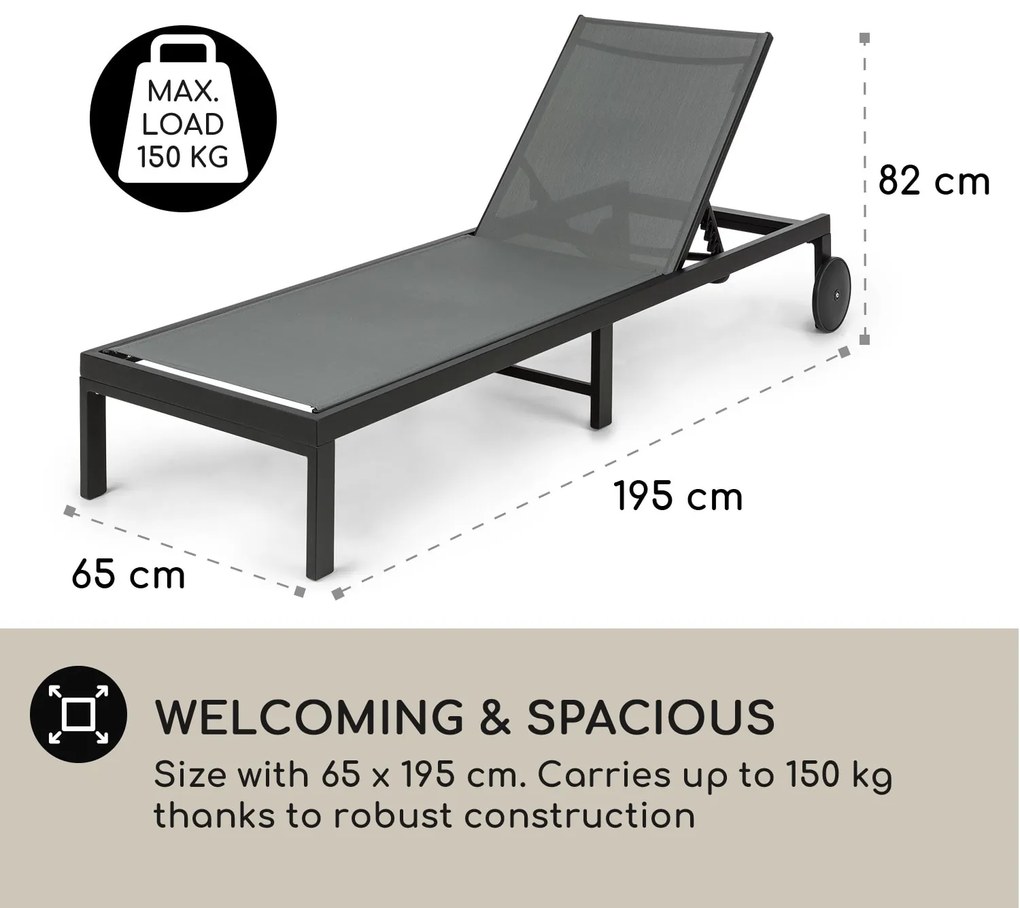 Lucca Lounger, kerti nyugágy, alumínium, 4 szintes