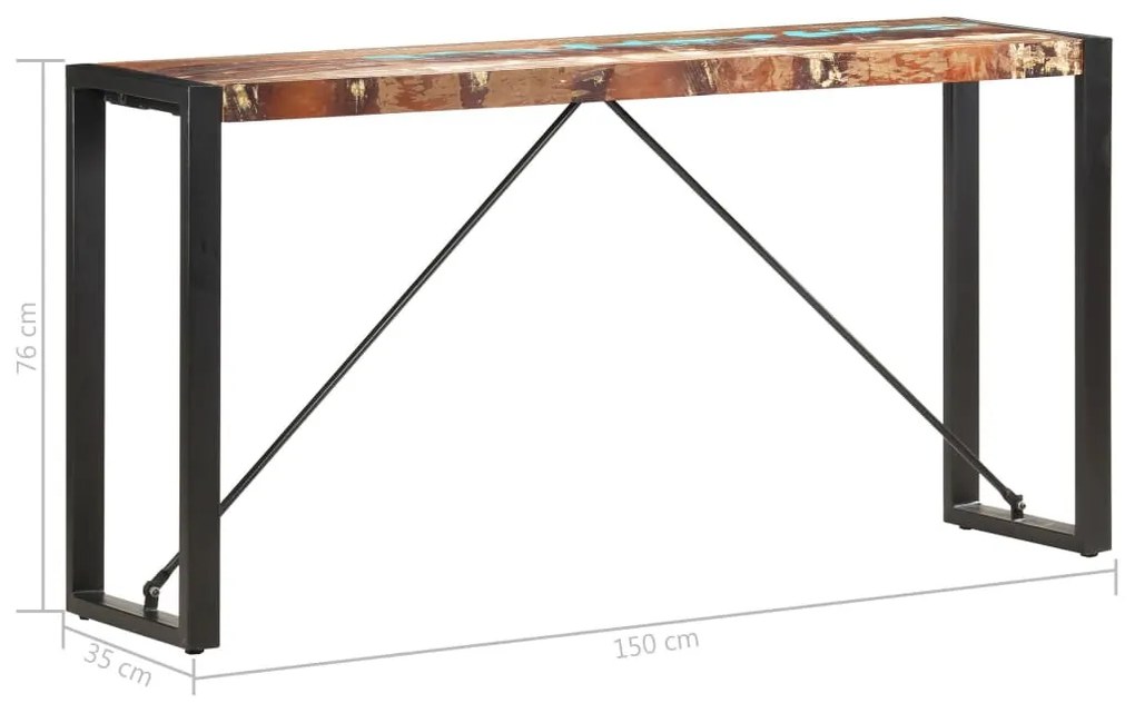 tömör újrahasznosított fa tálalóasztal 150 x 35 x 76 cm