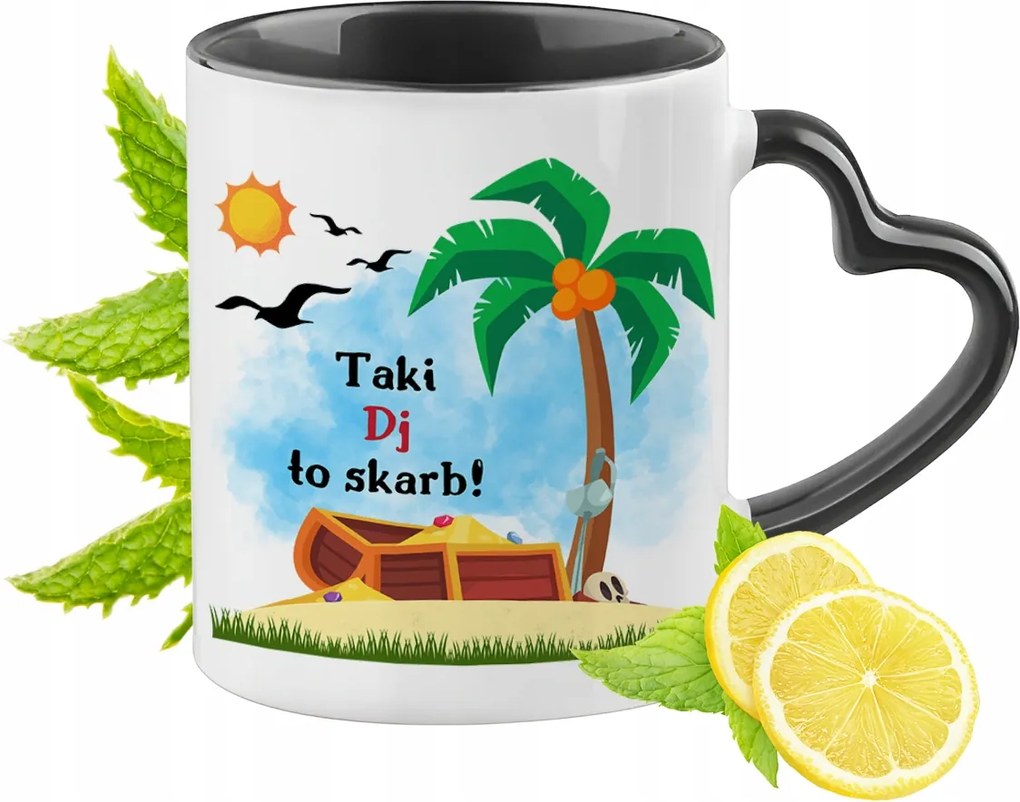 Fekete Bögre Szív Alakú Füllel Dja Meglepetés Ajándék