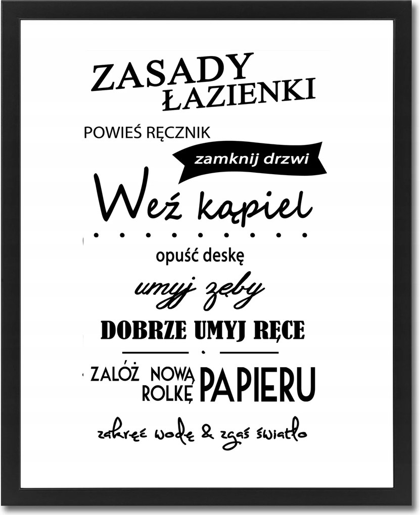 Vászonkép feliratos poszter Keret fürdőszoba szabályok 3XL