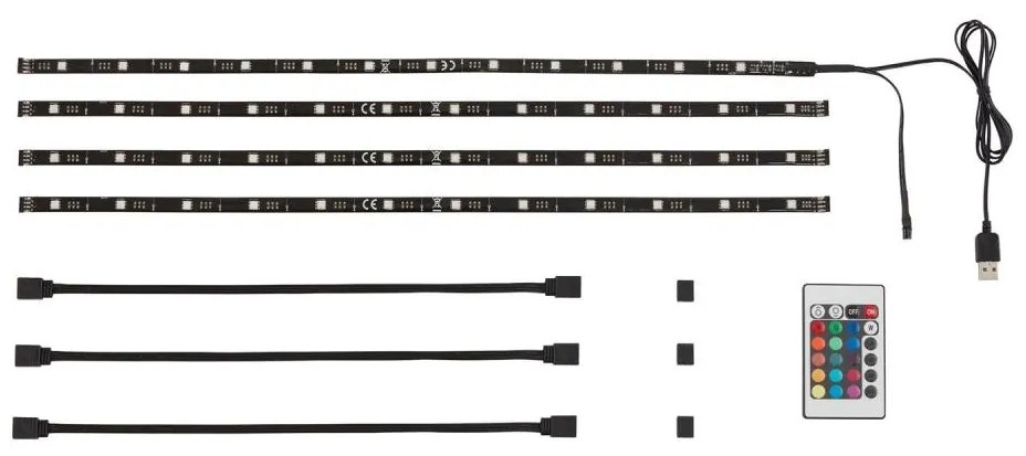 Brilo - 3m LED RGBW színes, dimmelhető TV szalag, 2,5W, USB, távirányító