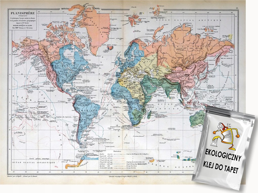 Fotótapéta Flizelina Tudomány Földrajz Térkép Világ Retro Vintage 400x280 ragasztó