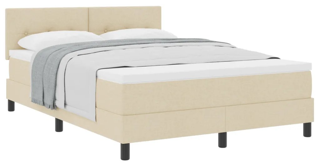 Box Spring Ágy Matrac Krém 140x200 cm Vászon