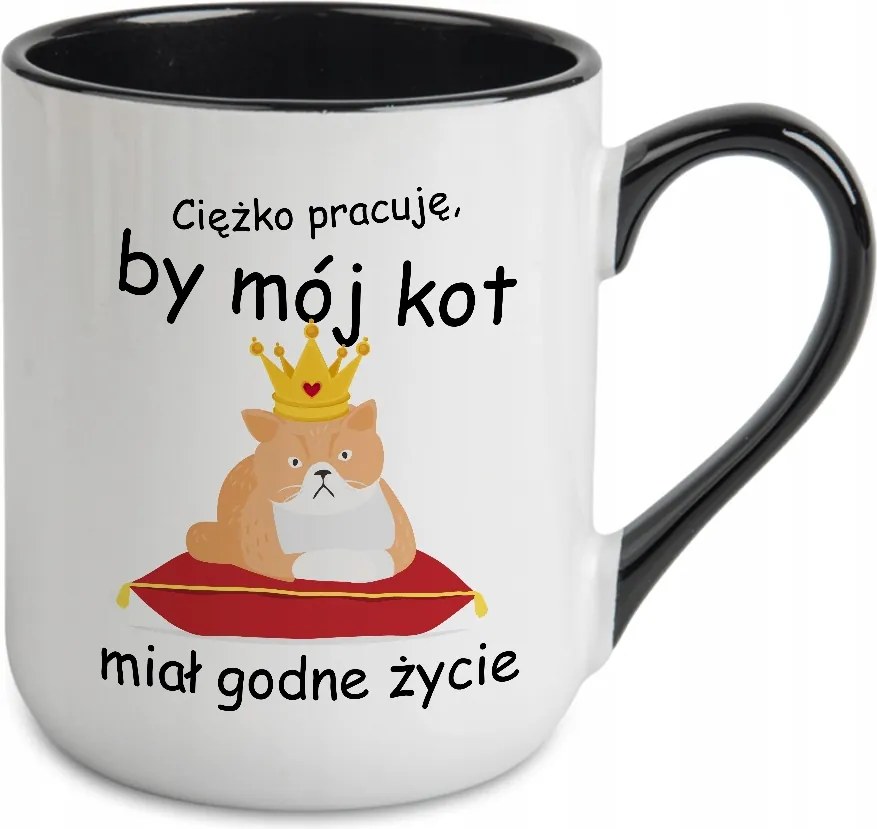 Caffe Bögre 300ml Belső Fekete Ajándék Macskám Méltó Élete Minták
