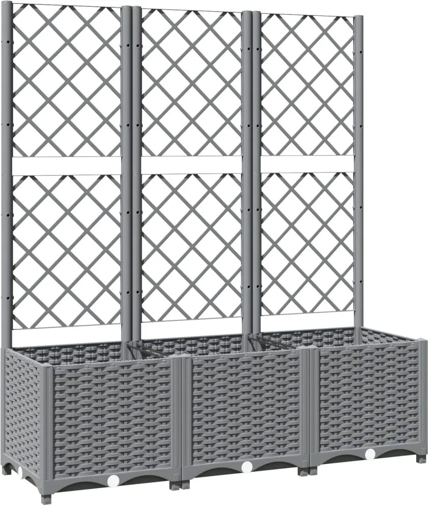 vidaXL világosszürke PP rácsos kerti ültetőláda 120 x 40 x 136 cm