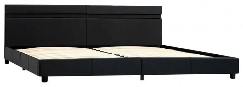 Fekete LED-es műbőr ágykeret 180 x 200 cm