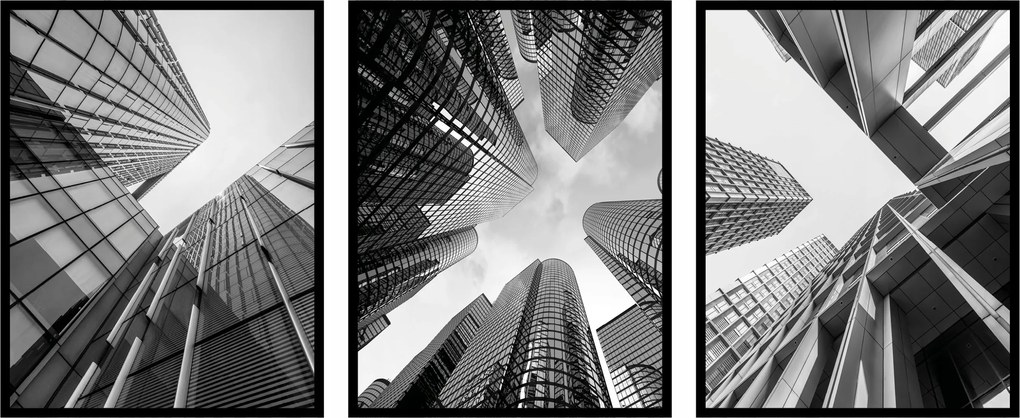 Poszterek Építészet épületek város 3db fekete-fehér triptichon 60x90cm