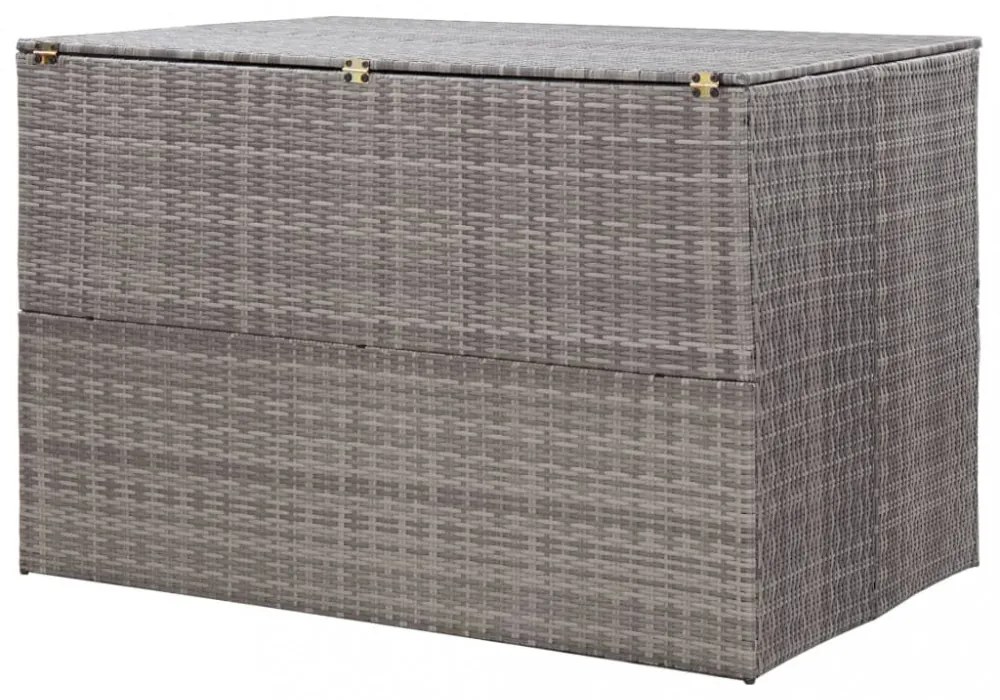 szürke polyrattan kerti tárolóláda 150 x 100 x 100 cm