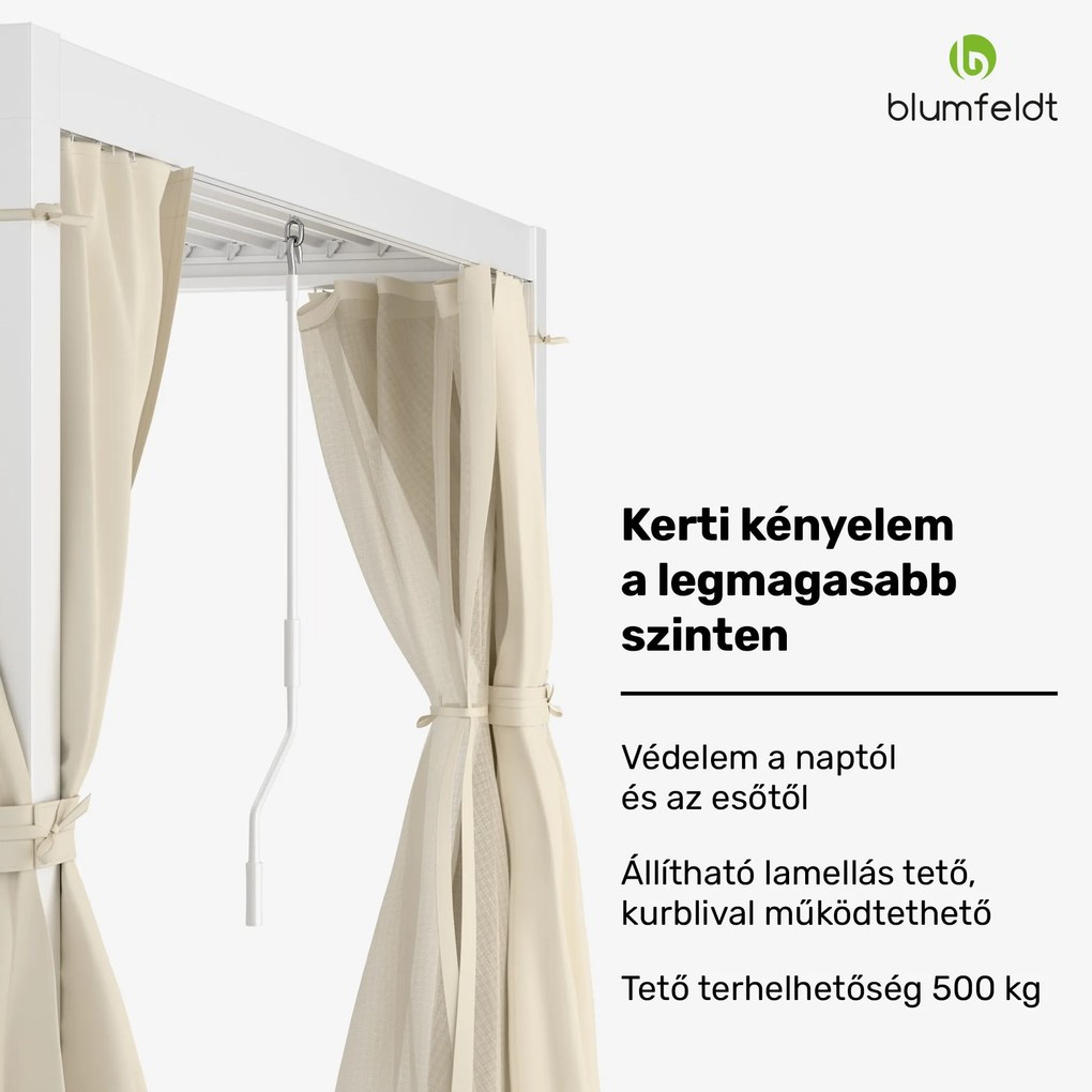 Blumfeldt LuminaHaven Pergola 3x3 függönyökkel és szúnyoghálóval