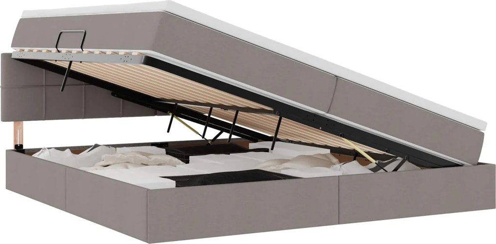 vidaXL Ágy tárolóval és matraccal Tópszínű 200 x 200 cm Faanyag