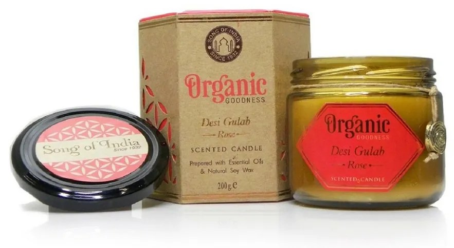 Desi Gulab - Rose 200 g organikus gyertyaborostyánszínű üvegben