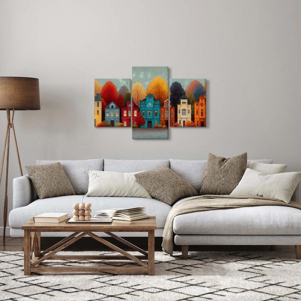 Kép - Festett őszi város (90x60 cm)