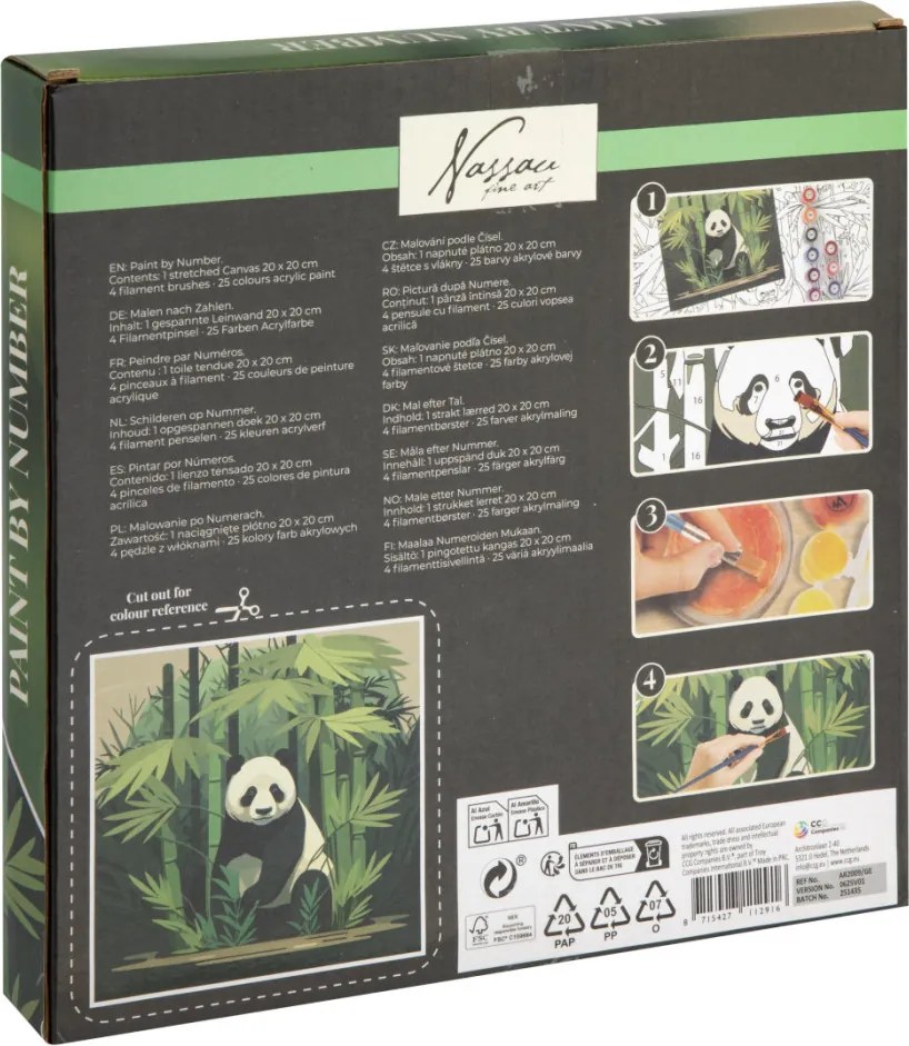 Panda Nassau számfestő készlet 20x20 cm