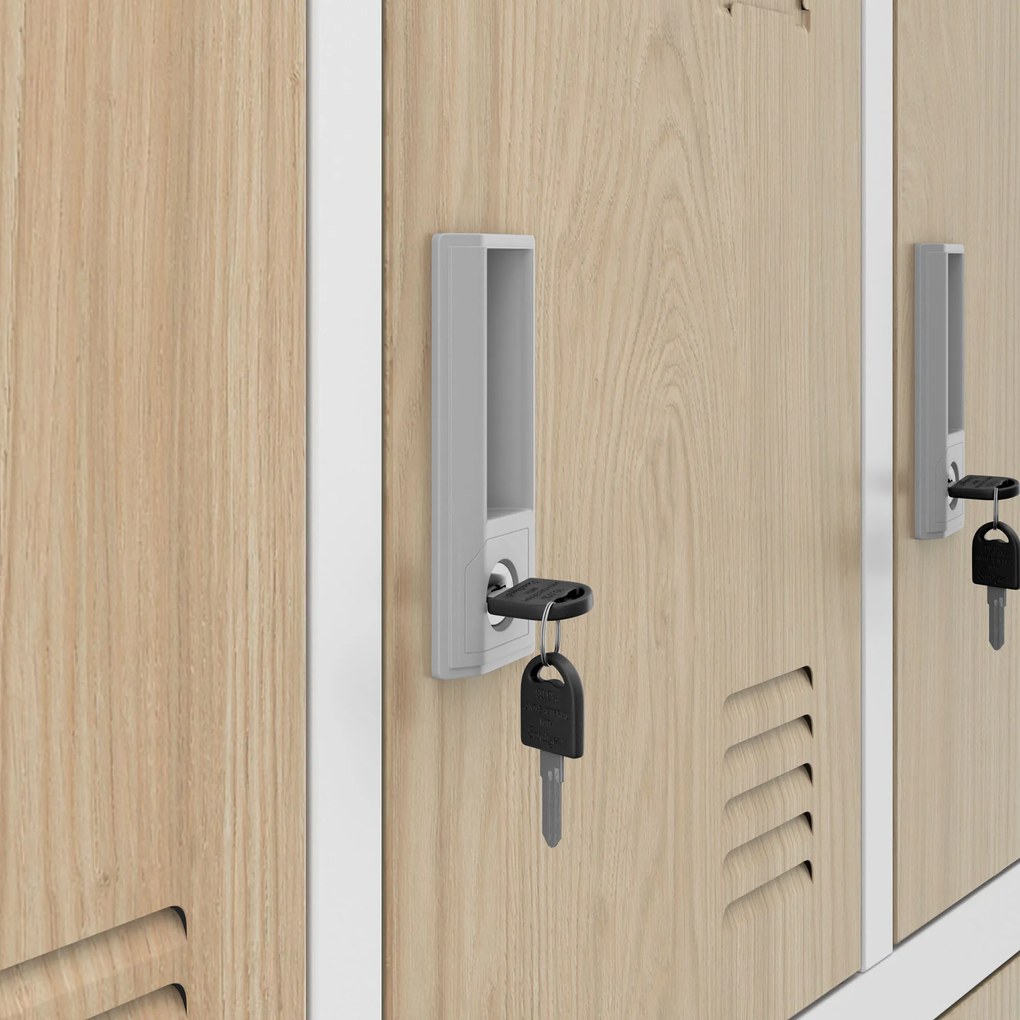 12 rekeszes szociális szekrény, fehér/sonoma tölgy, 900x1850x400 mm: MARCIN Eco Design