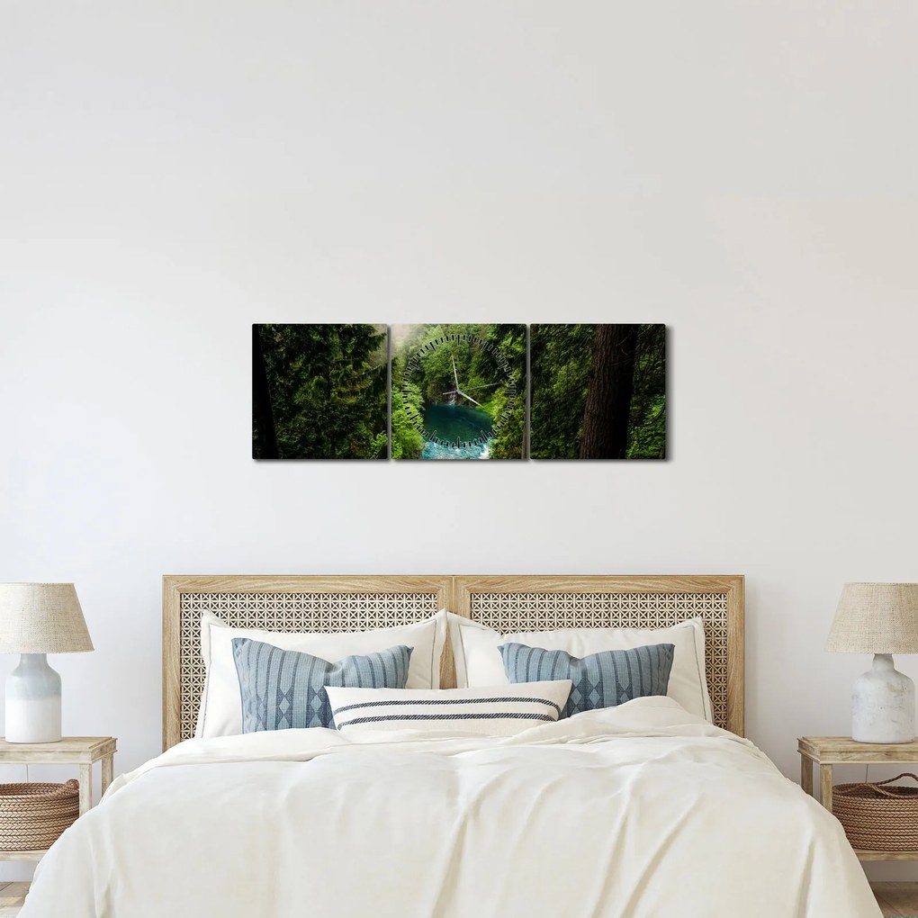 Kép - kilátás a fák között (órával) (90x30 cm)