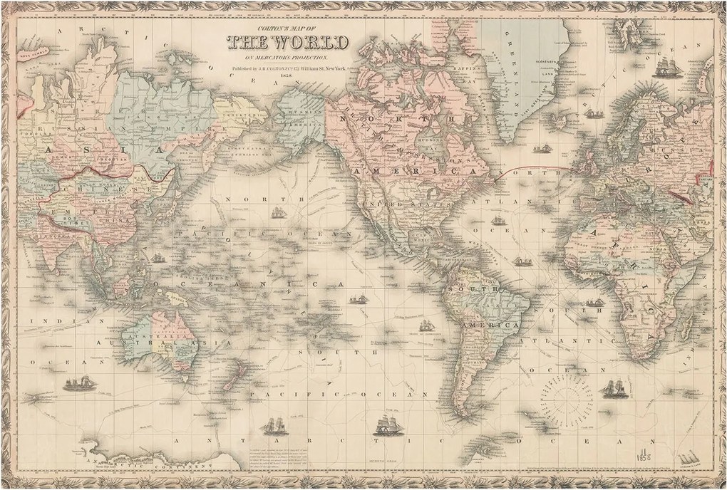 Fotótapéta Flizelin Dekoratív Iroda Történelmi térkép 104x70 Ragasztó