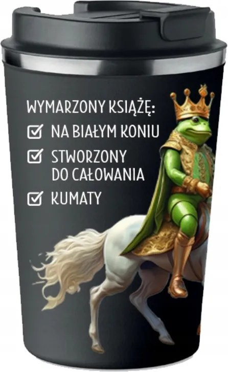 Prémium Termo Bögre fekete Valentin Napi Ajándék Herceg Béka KT_291