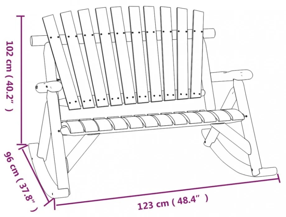 vidaXL 2 személyes tömör lucfenyő kerti hintapad 123 x 96 x 102 cm