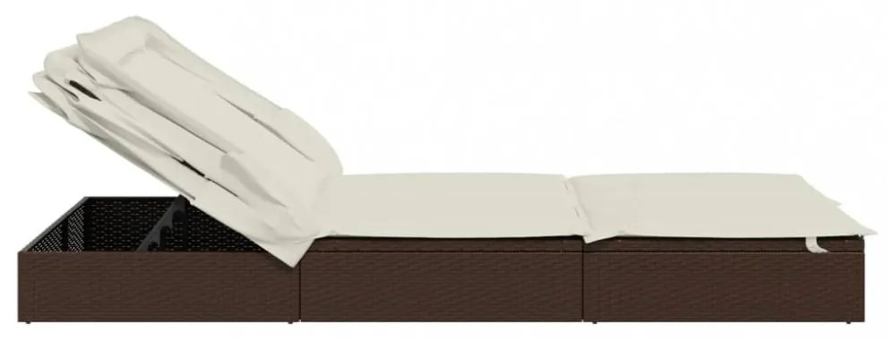 2 személyes barna polyrattan napágy tetővel 213 x 118 x 97 cm