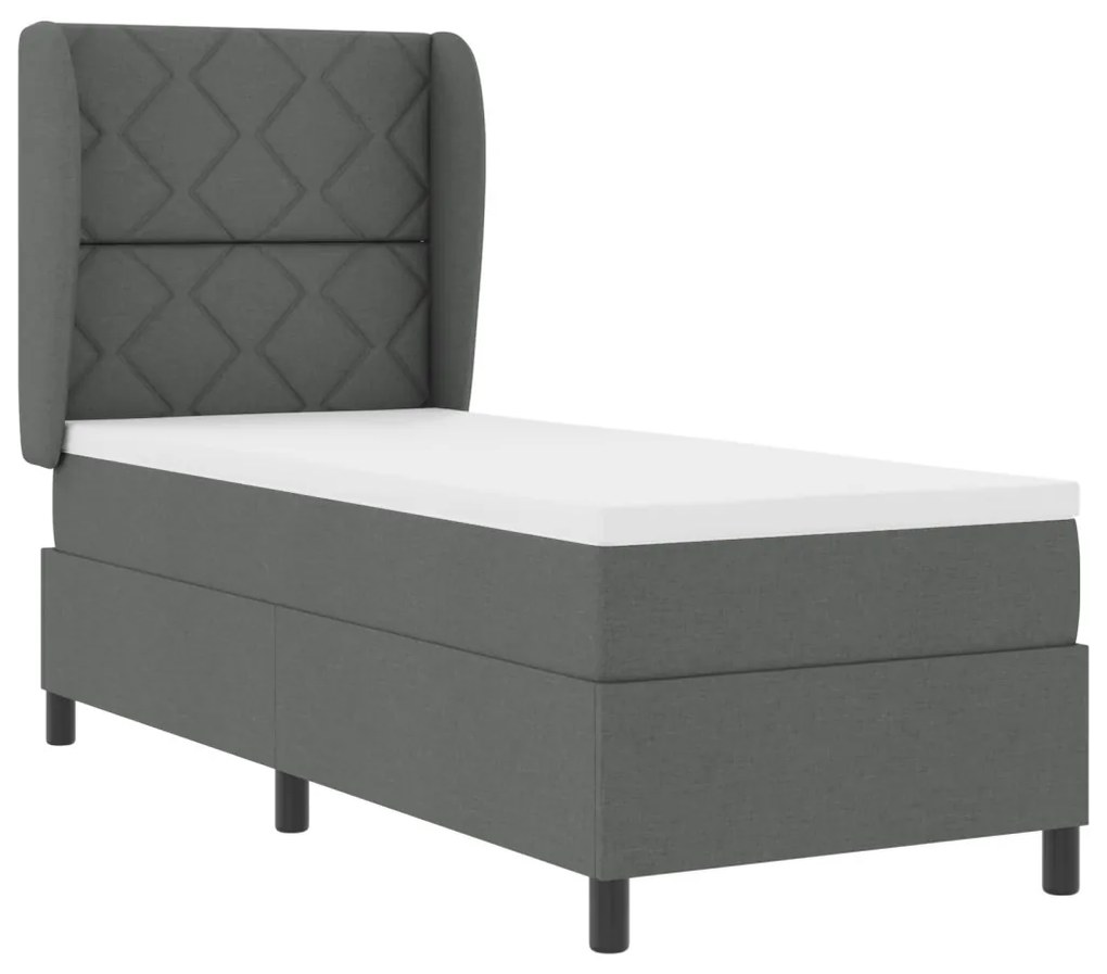 Boxspring Ágy Matrac Fekete Szürke színben, 80x200 cm, Szövet