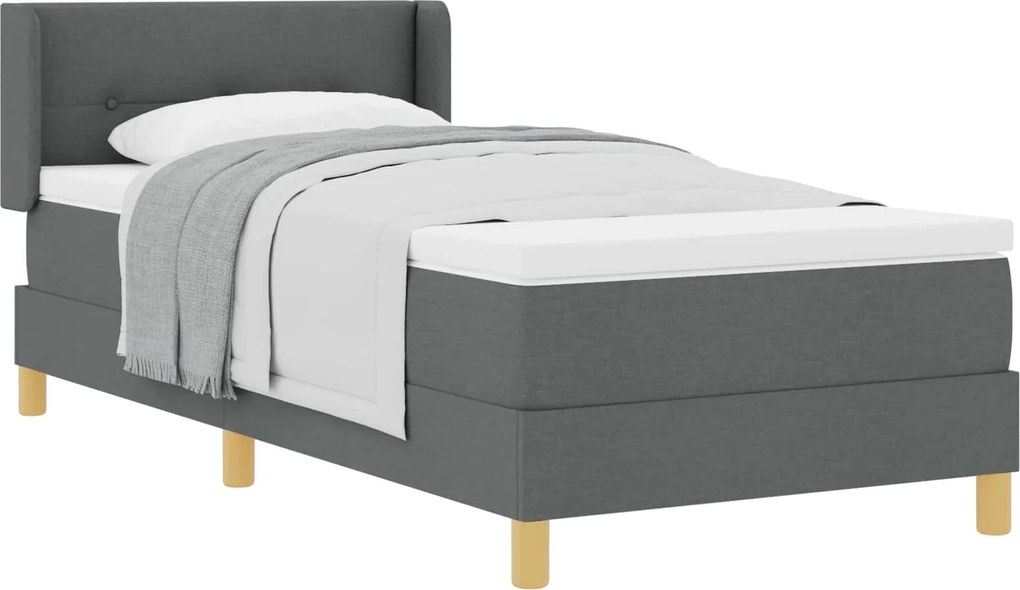 vidaXL Boxrugós ágy matracmal Sötétszürke 200 x 100 cm Poliészter