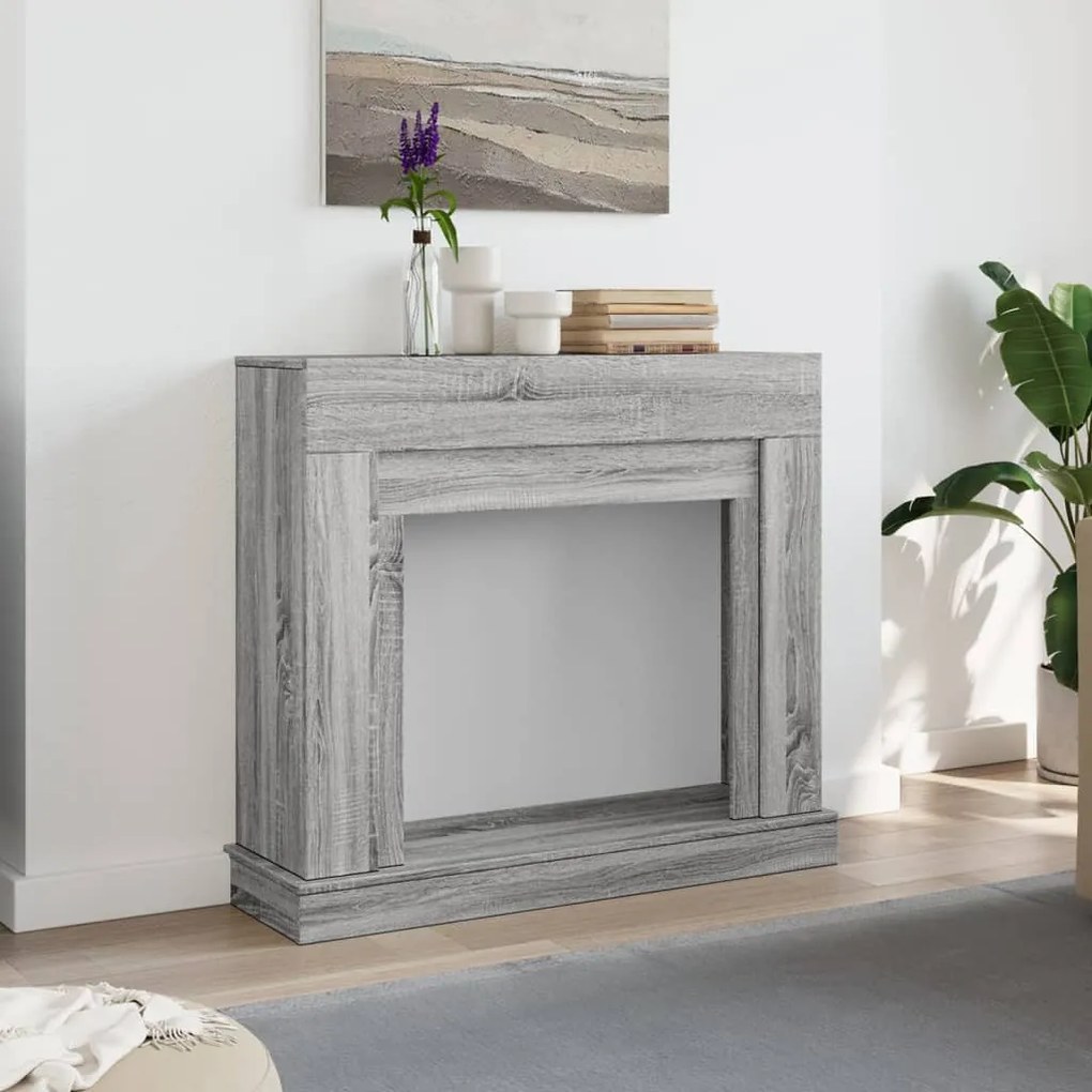 szürke sonoma színű szerelt fa kandallóburkolat 100x30x87,5 cm