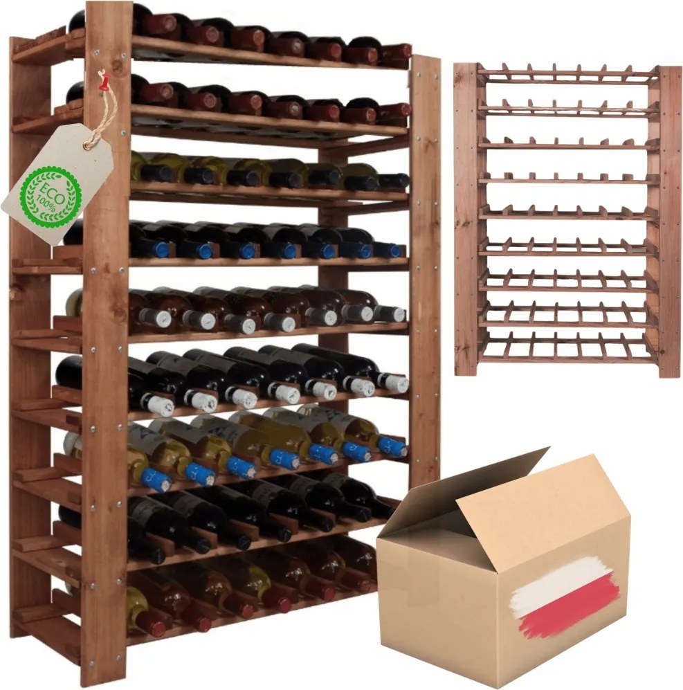 Bortartó állvány palacktartó polc alkoholos 63 palack 115cm Fa