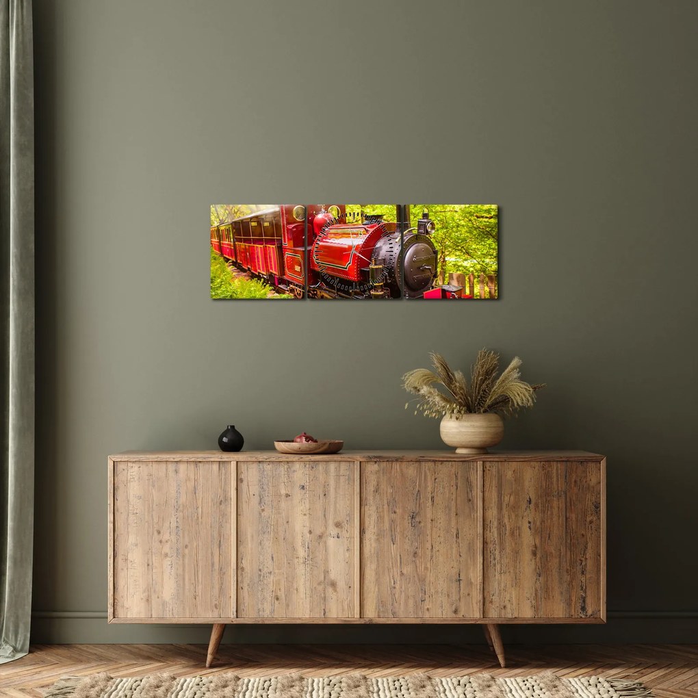 Egy gőzvonat képe (órával) (90x30 cm)