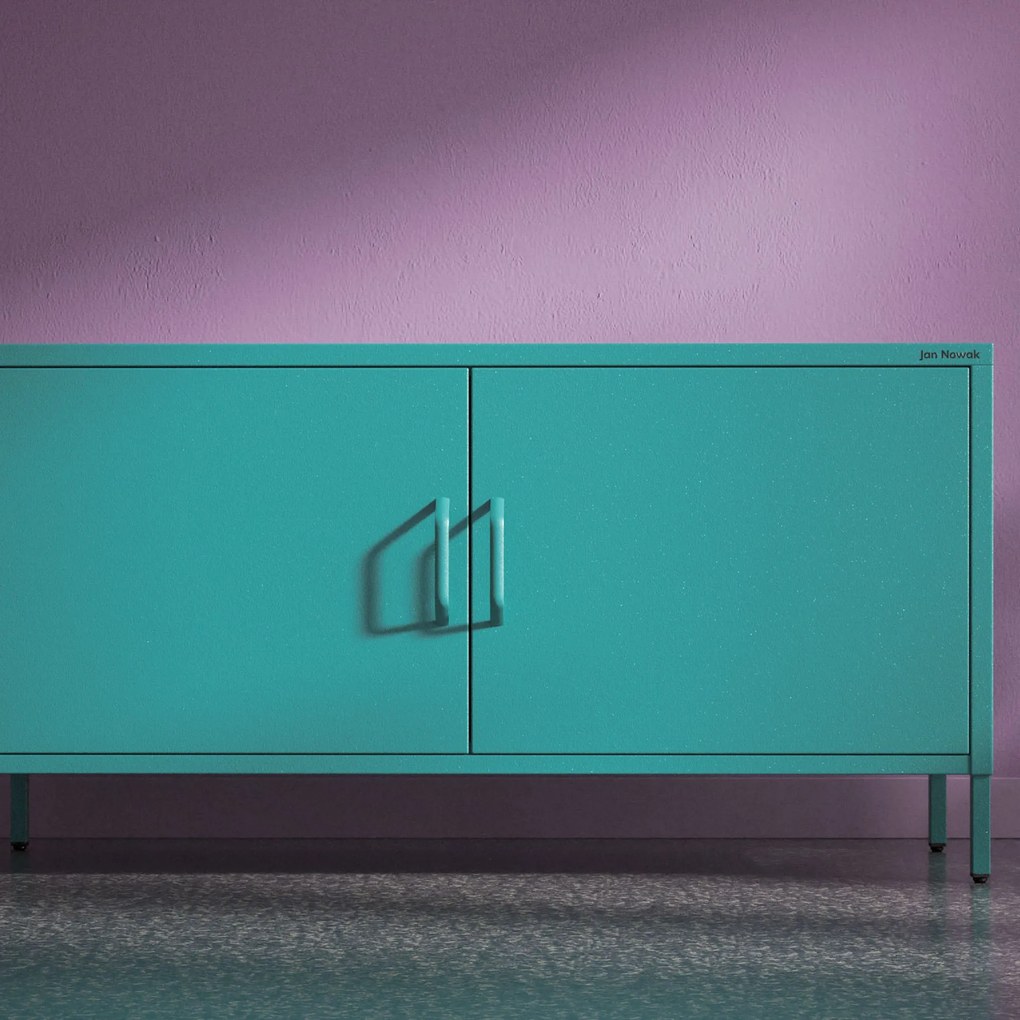 Fém TV-szekrény lábakkal, tengerkék, 1150x595x400 mm: ROSA Modern