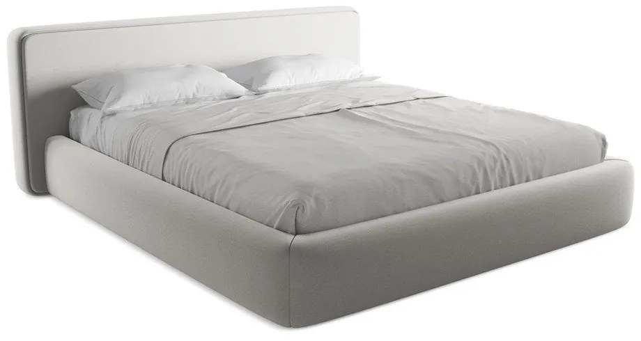 Világosszürke kárpitozott ágyneműtartós franciaágy ágyráccsal 180x200 cm Kiana – Makamii