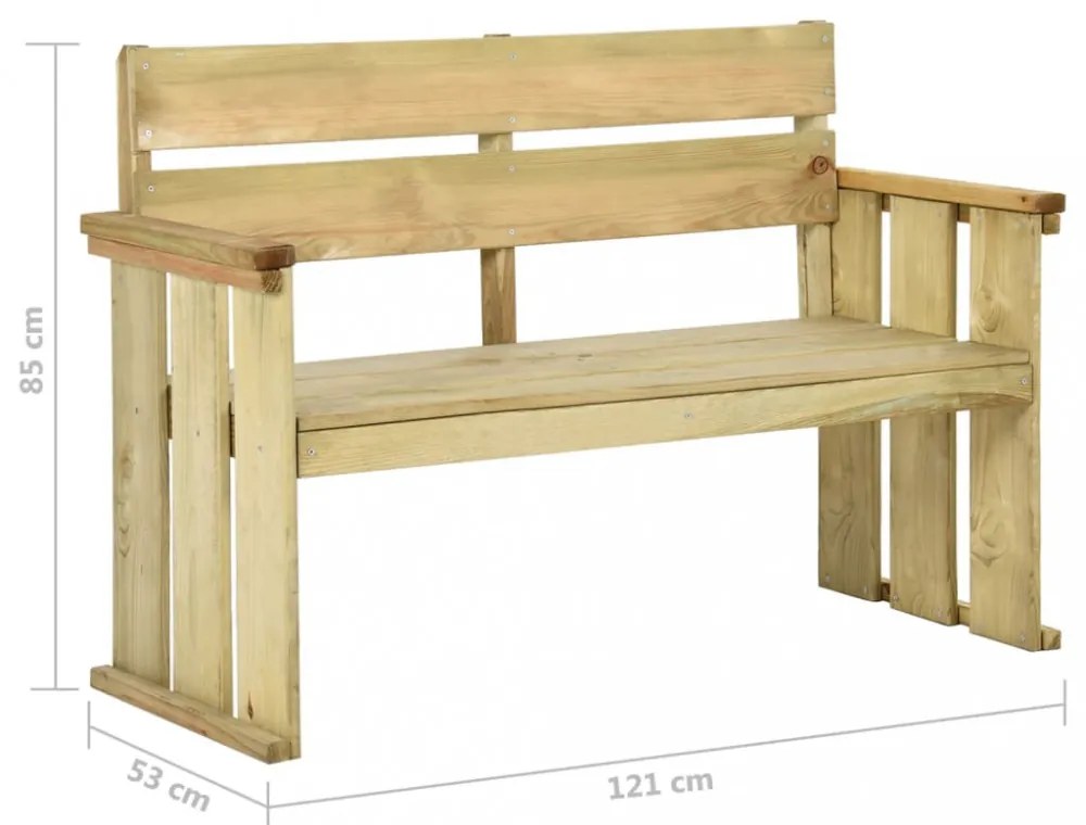 impregnált fenyőfa kerti pad 121 cm