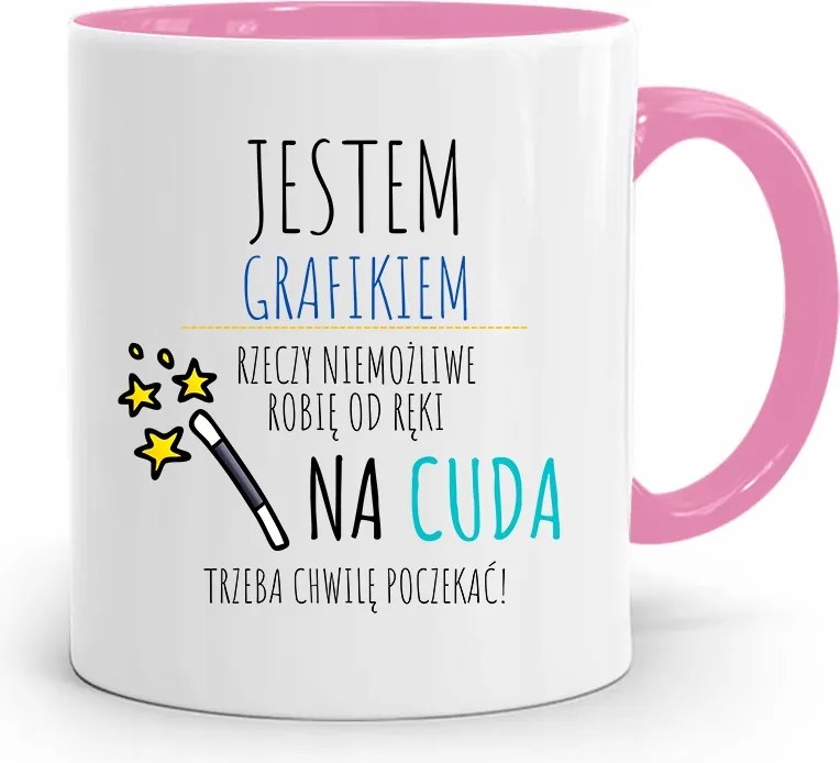 Rózsaszín Bögre Grafika A Csodákra Várni Kell nyomott mintával